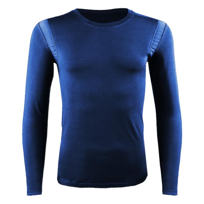 Slim-fit Men's Basic Thermal Underwear Mesh Sweat-wicking Breathable Single-piece Autumn Clothes Round Neck Thin Base Shirt Autumn and Winter