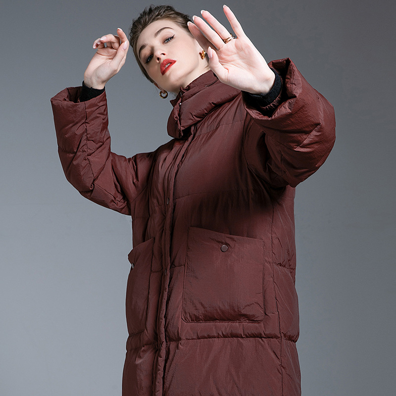 Picture of 2025 New Angora Red 90 White Duck down Jacket Women's Extra Long Over-The-Knee Winter Thickened Warm Jacket Women