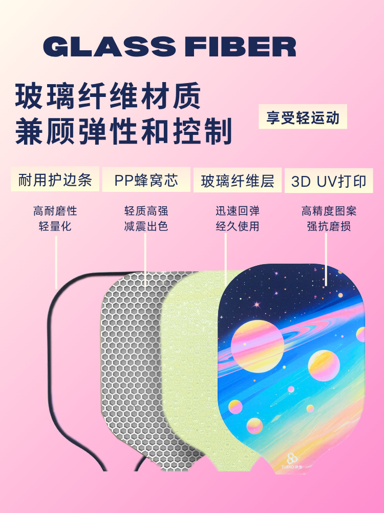 Picture of Fast and Popular Pickleball Racket Set, a Must-Have Fashion Sports Equipment for Female Students, Manufacturer Fiberglass Pickleball Racket