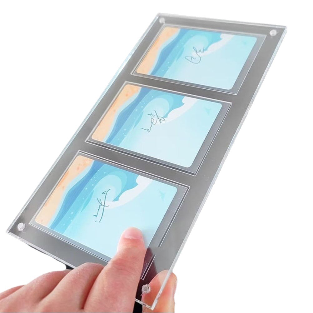 Groove card brick small card brick acrylic thickened protective double slot card brick magnetic photo frame album display stand
