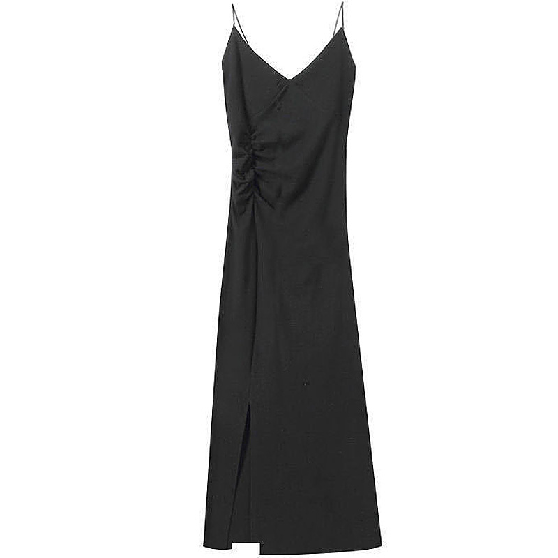 Picture of Suspbottomer Dress Women's Platycodon French Slimming Look 2025 New Summer Retro Slit Inner Bottoming Little Black Skirt