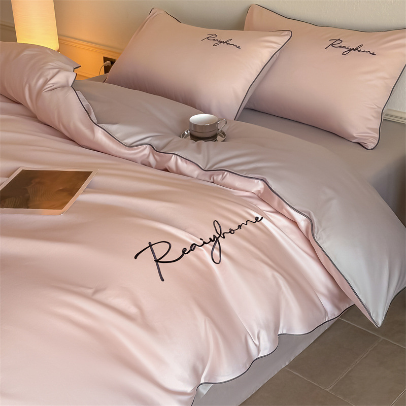 Picture of Advanced Sense 60 Light Luxury Long-staple Cotton Cotton Bed Four-piece Cotton Embroidered Quilt Cover 100 Cotton Bed Sheet Mattress 3
