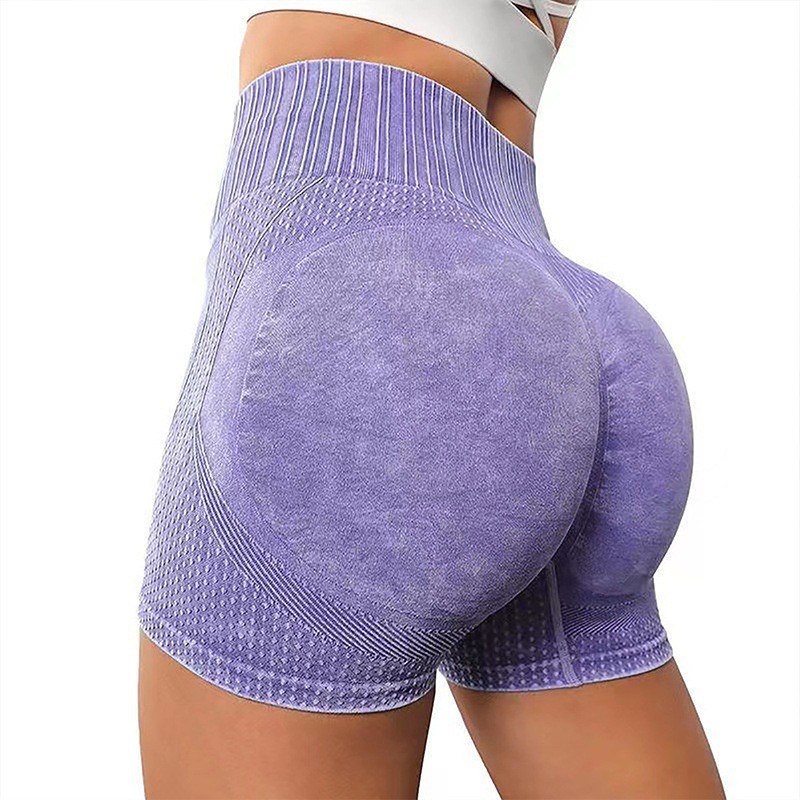 Cross-border Honey Hip Hip Lifting Fitness Sports High Waist Abdominal Tight Elastic Tight Anti-walking Quick-drying Sports Yoga Shorts
