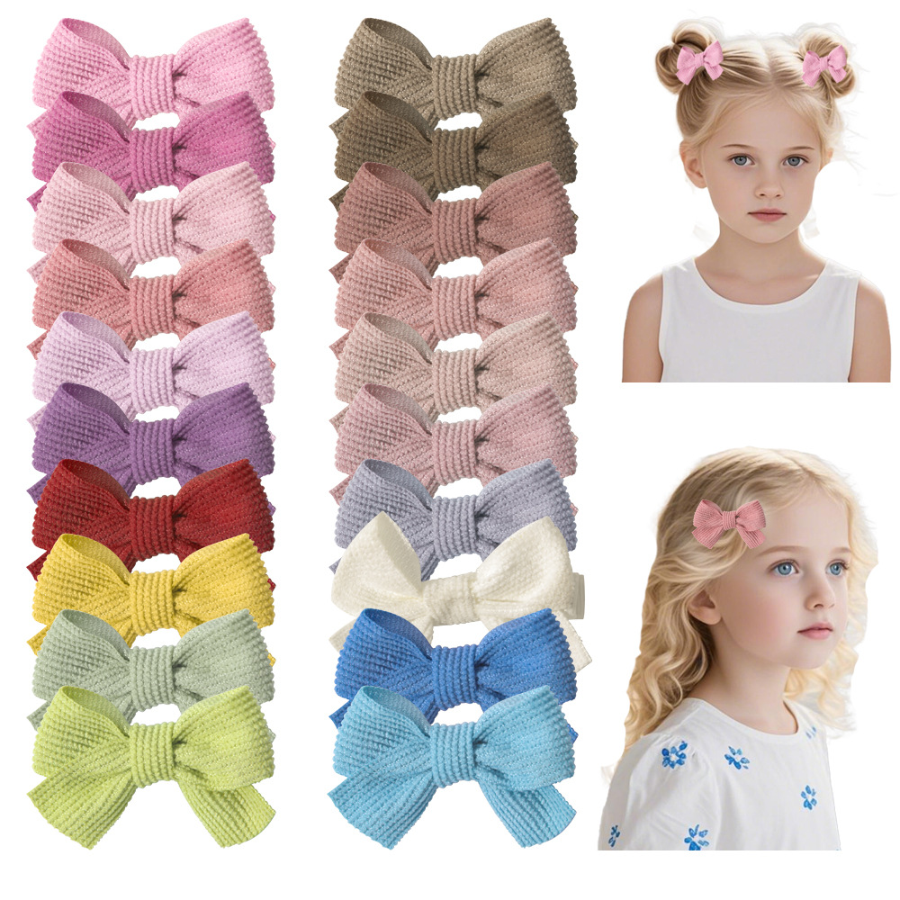 Cross-border Europe and the United States Amazon solid color vertical stripe children's hair clip edge bow baby side clip wholesale