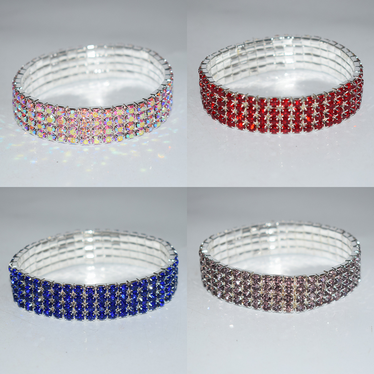 Factory direct 4-row bride multi-color multi-layer Joker diamond-studded elastic bracelet bracelet wholesale SL-1005