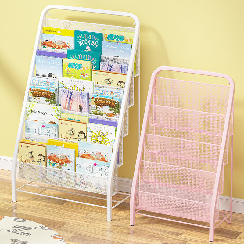 Children's bookshelf floor-to-ceiling simple folding baby picture book rack wrought iron multi-layer storage bookshelf storage rack newspaper rack factory