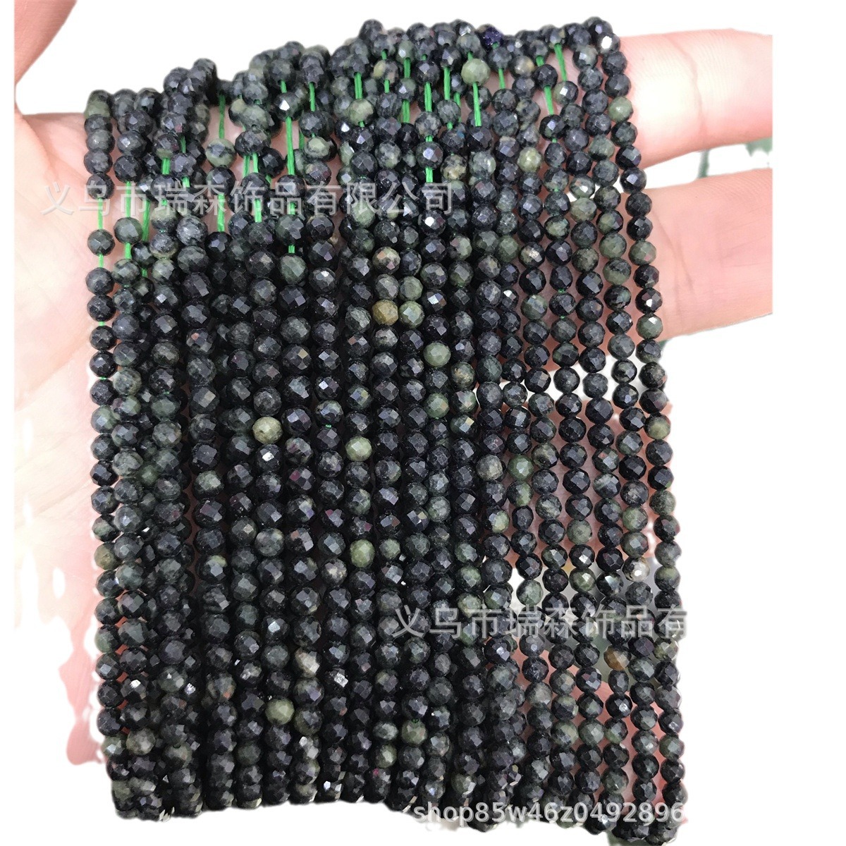 Picture of 2/3/4mm Sparrow green eye stone cut surface small round beads loose beads semi-finished products wholesale DIY handmade jewelry accessories