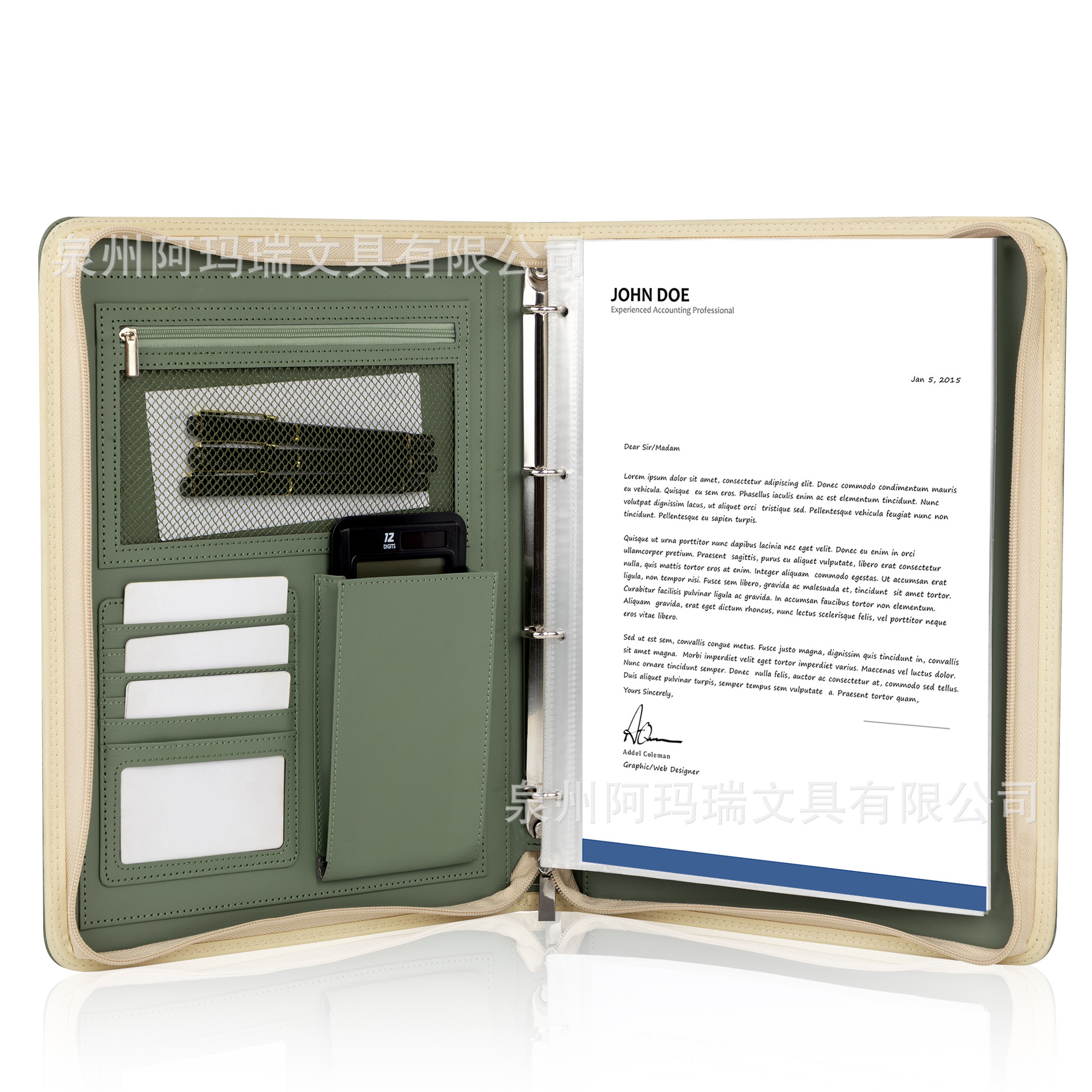Cross-border a4 multi-function folder leather business talk clip zipper bag loose-leaf manager folder data book printed logo