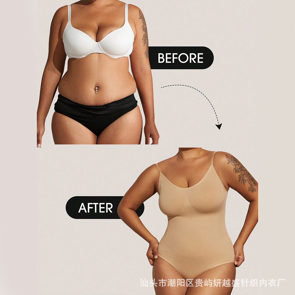 European and American cross-border tummy control and hip lifting, peach-hip seamless thong, bodyshaping one-piece for women, plus size tight tummy control and gathering