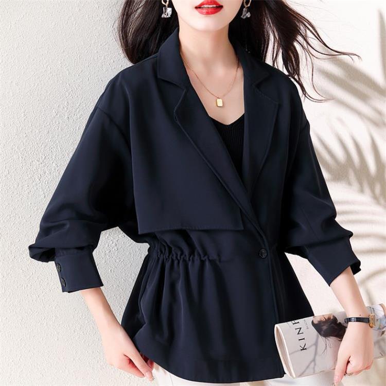 Picture of Real shot autumn new drawstring waist coat temperament short women's trench coat fashion top