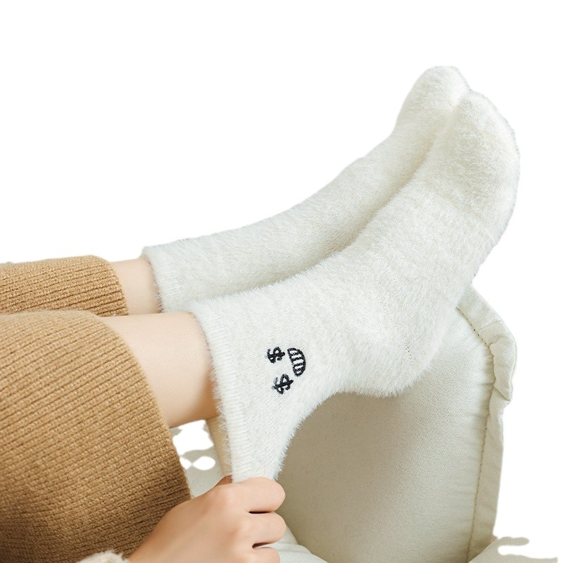Mink Velvet Socks for Women, Winter Fleece-Lined Home Floor Socks, Winter Warm Sleep Socks, Thick Plush Socks, Soft