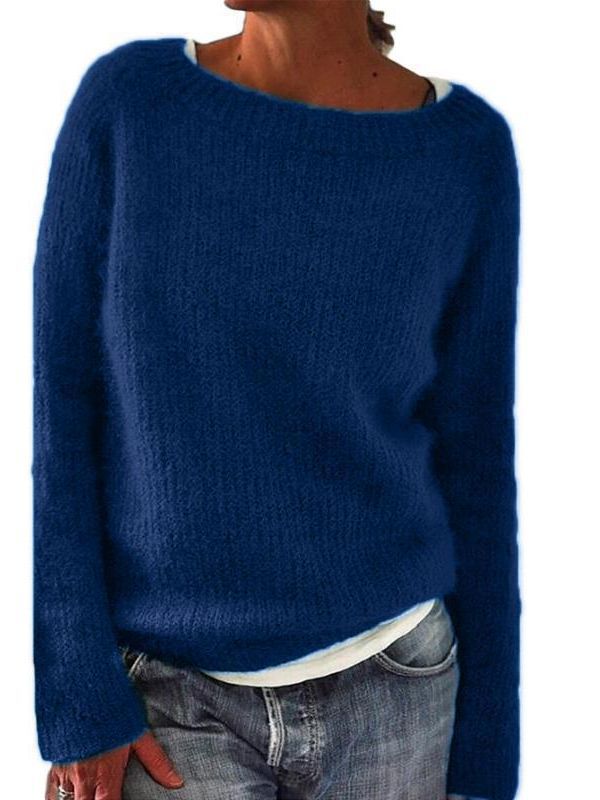 Picture of 2024 Amazon New Sweater Women's Solid Color Quiet Basic Sweater Sweater Round Neck Fashionable and Easiest for Match