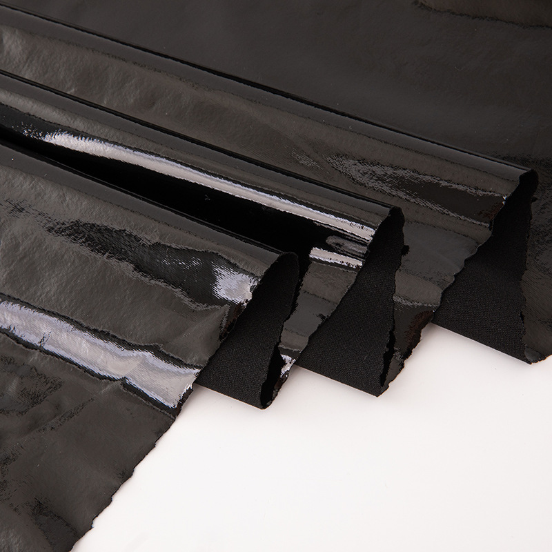 Picture of Patent Leather Knitted Flat Elastic Mirror Stretch Sexy Intimates Bodysuit Leather Pants Leather Pu Clothing Leather Fabric Elastic Mirror