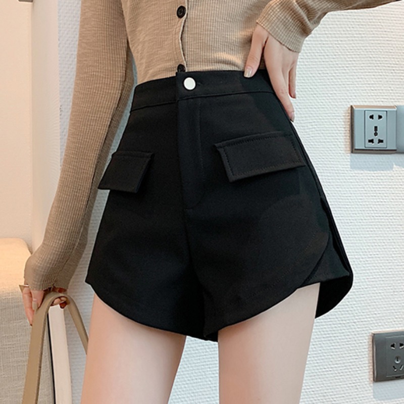 Shorts Women's Spring, Summer, Autumn and Winter 2023 New Arrival Trendy ins High Waist Black Slimming Fashionable a-Shaped Wide-Leg Boots Pants