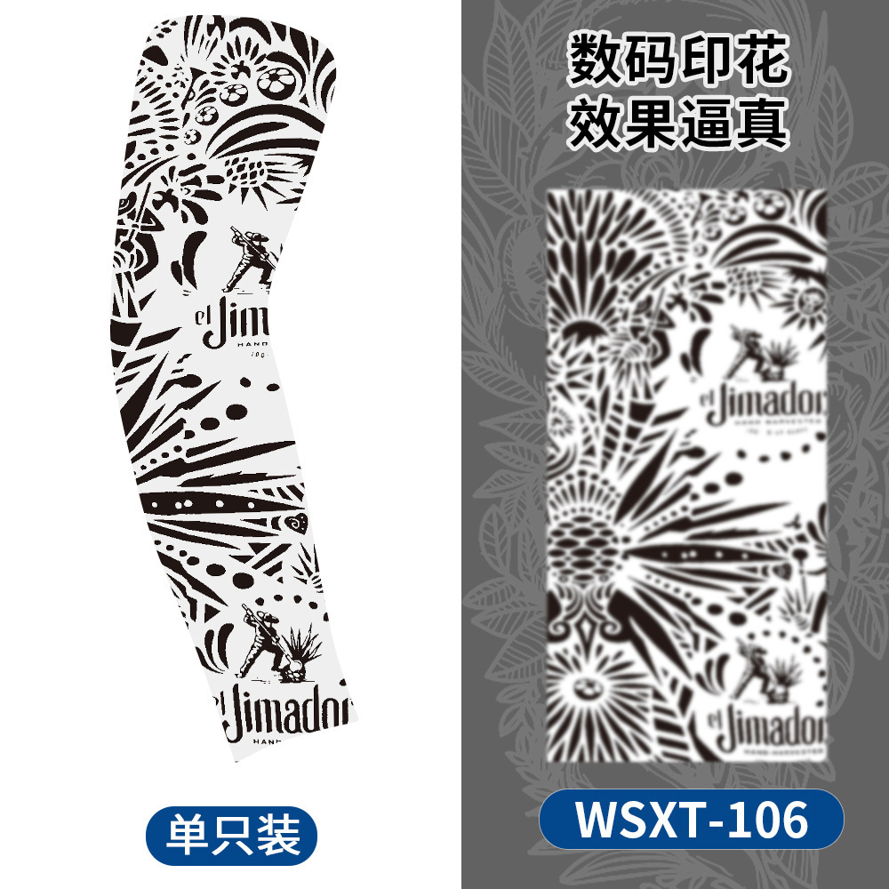 Picture of Summer Riding Sunscreen Tattoo Sleeve Simulation Tattoo Quick-drying Arm Protector Outdoor Sports Sunshade Breathable High Elastic Ice Sleeve