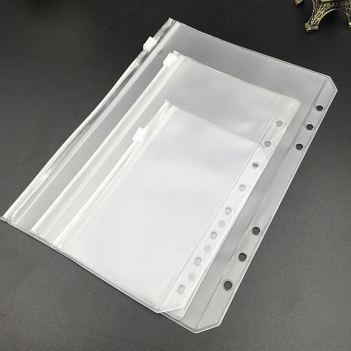 A5A6A7B5A4 book 6-hole loose-leaf notebook zipper bag bill Hand Book PVC storage bag clip chain pencil case