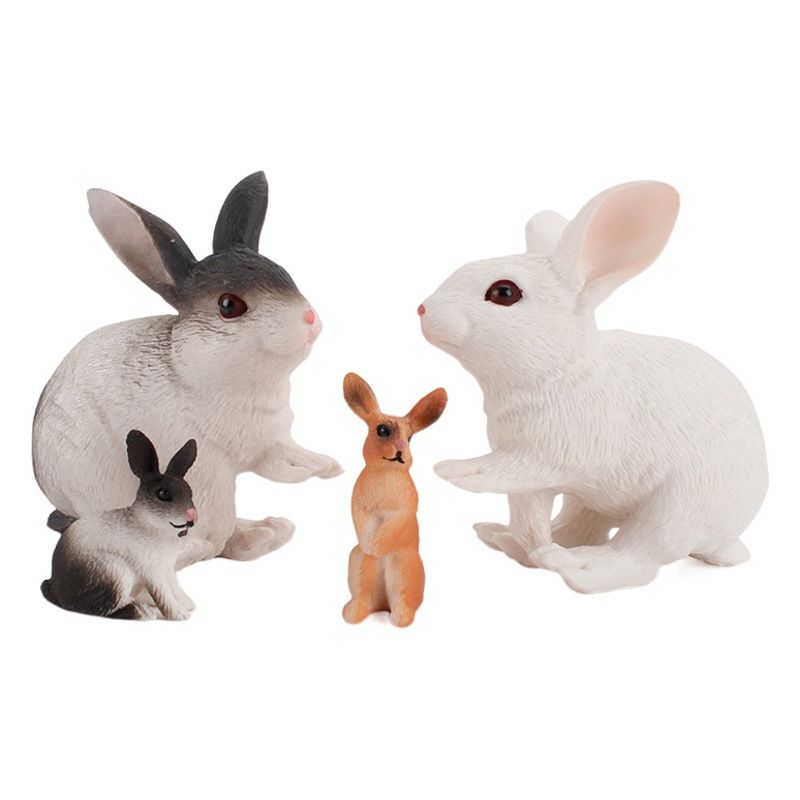 Picture of Farm livestock scene big rabbit simulation squat standing posture rabbit breeder micro landscape miniature model ornaments