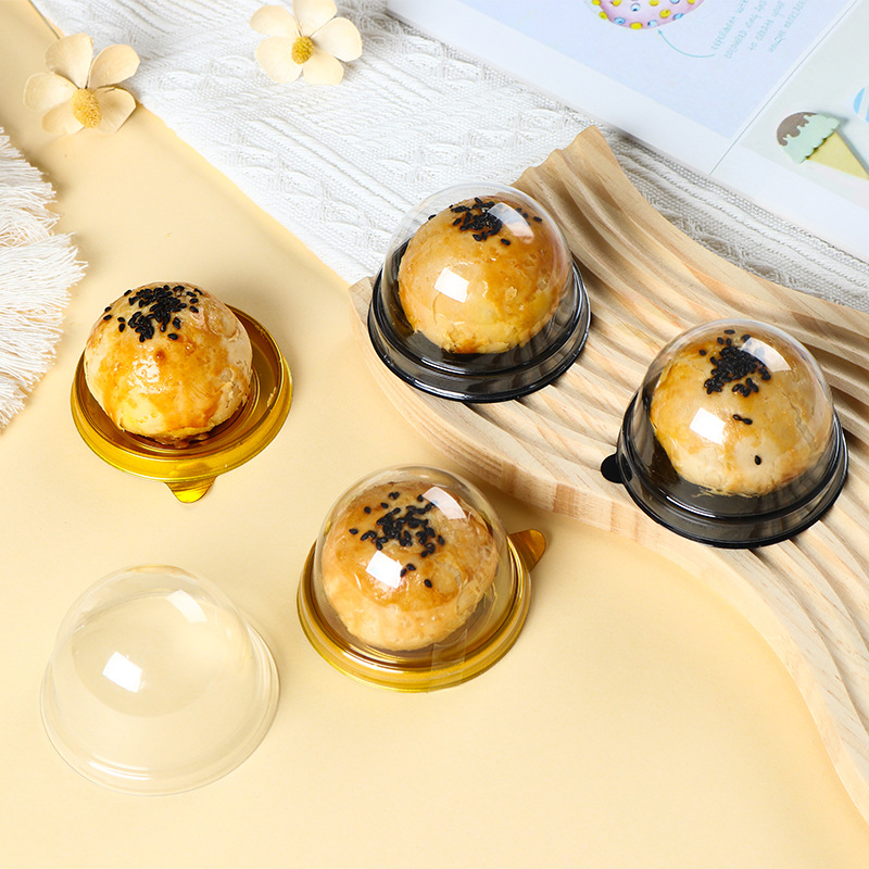 Factory wholesale egg yolk crisp packaging box single transparent round moon cake box snow mei Niang blister packaging box