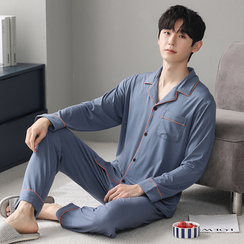 Men's pajamas men's spring and autumn modal long-sleeved trousers men's autumn and winter Korean style plus size home wear suit
