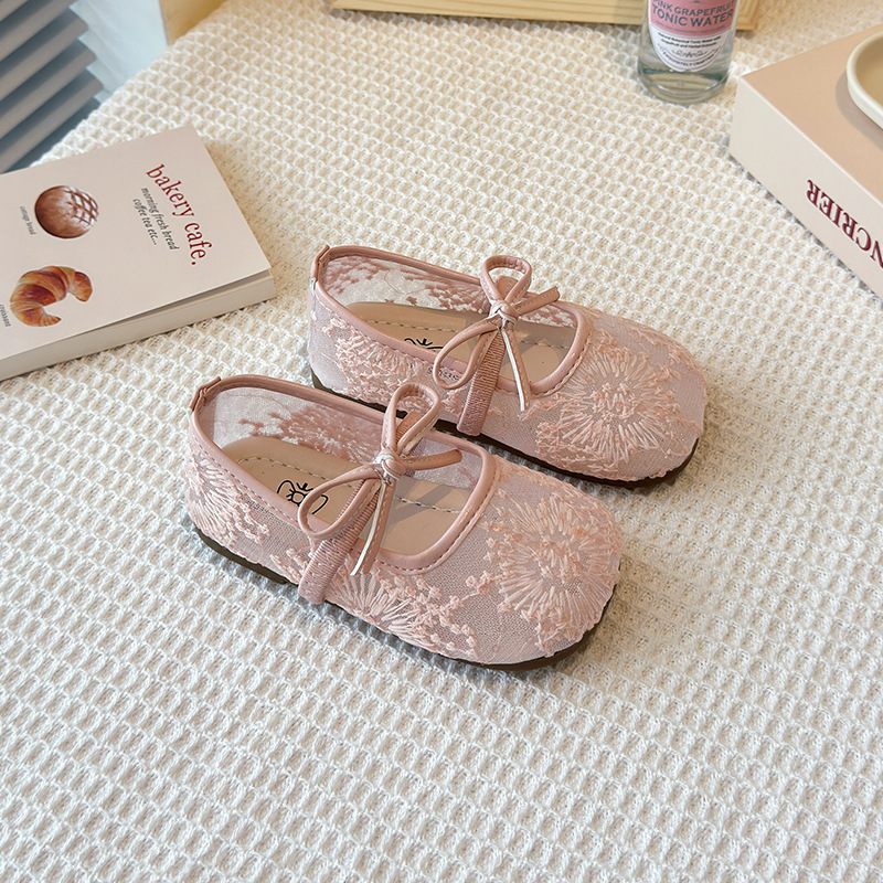 Picture of Flat Breathable Lace Mesh Shoes 2025 Spring and Summer New Korean Style Girl's Bow Shallow Mouth Mary Jane Shoes