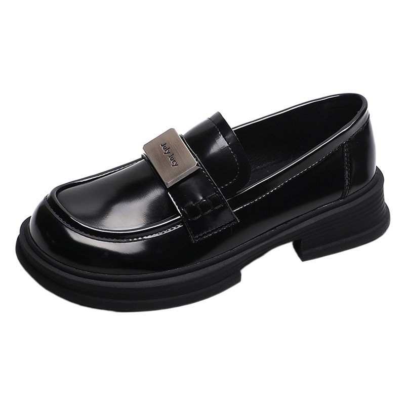 Weiwei girl 826-5 black leather shoes women retro 2023 new preppy style loafers soft bottom single-layer shoes women