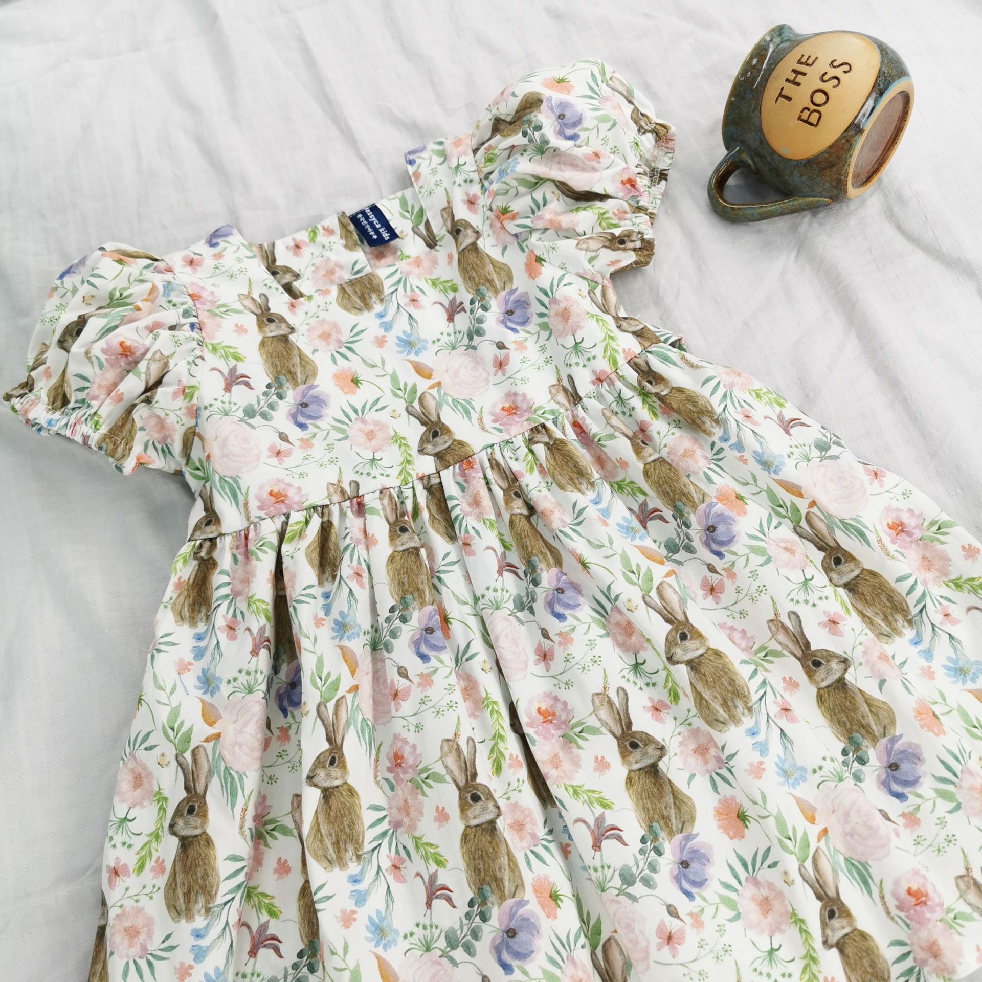 Ins Korean Style Girls Baby Summer New Arrival dress Pastoral Floral Cute Sweet Puff Sleeve Princess Dress