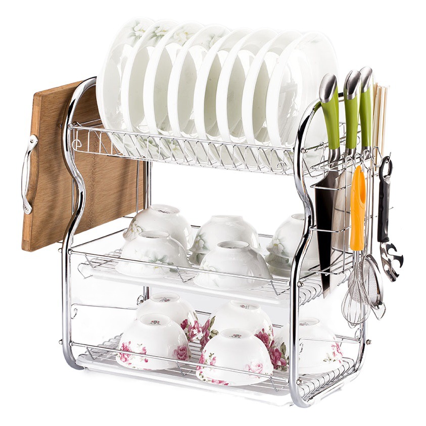 Factory distribution kitchen rack storage rack spot three-layer dish rack bowl rack wholesale drip bowl rack household