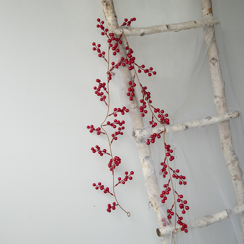 Picture of Amazon Red Fruit Rattan Christmas Fruit Acacia Fruit Holly Fruit Rattan Wall Hanging Spring Festival Festive Rattan