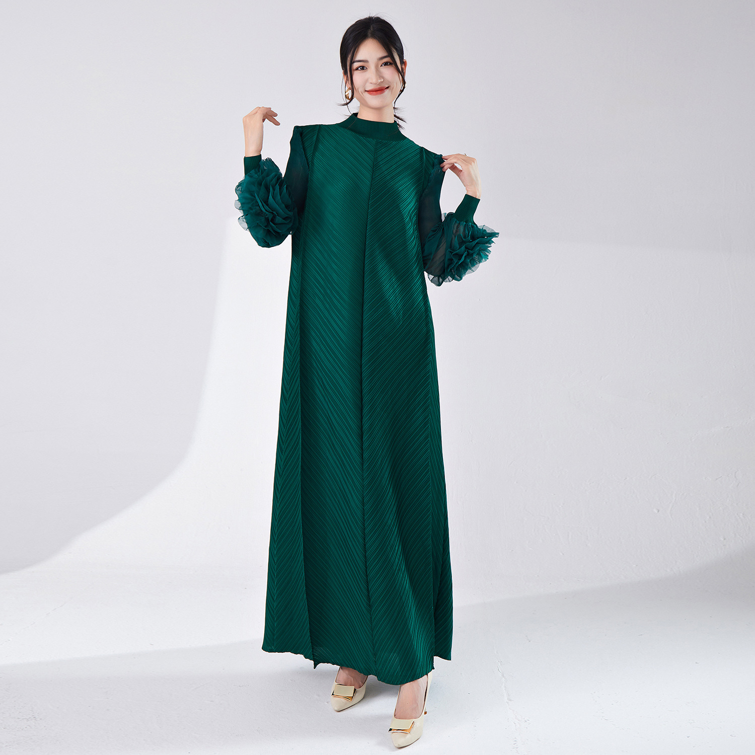 Picture of Cross-Border Aliexpress Popular Miyake Dress Long Skirt Loose Large Size High-End Women's Elegant Dress Skirt