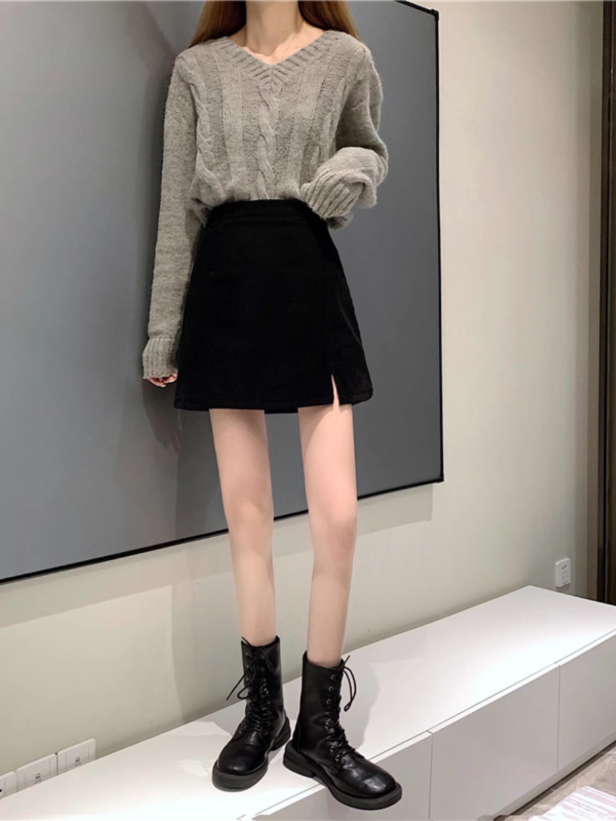 Corduroy A- line Skirt Women's Autumn and Winter 2025 New Hip Skirt High Waist Slimming Korean Style Short Skirt