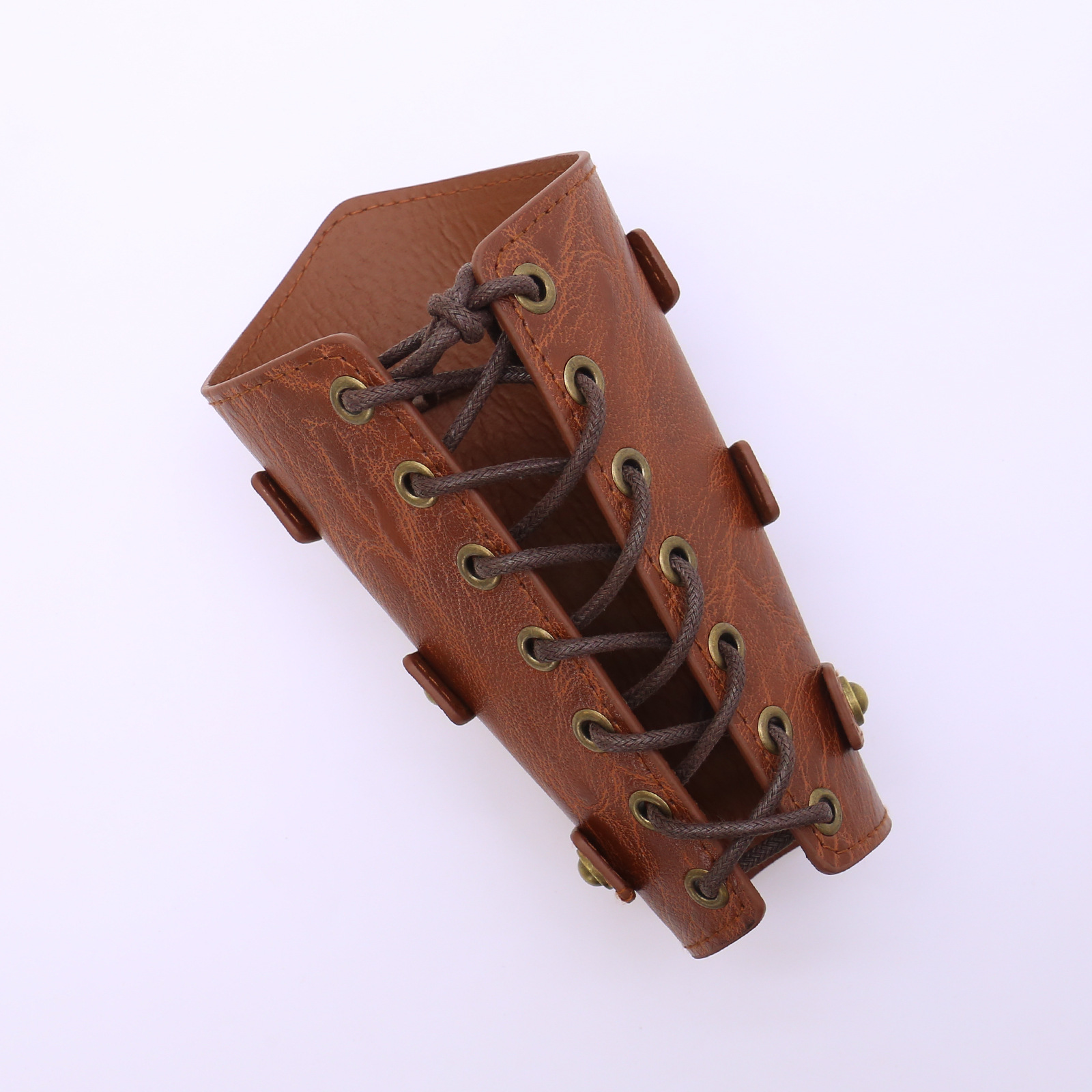 Picture of Cross-border Medieval Men's Leather Wrist Bracer Viking Gold Square Beads Punk PU Arm Guard COSPLAY Dress Up Props