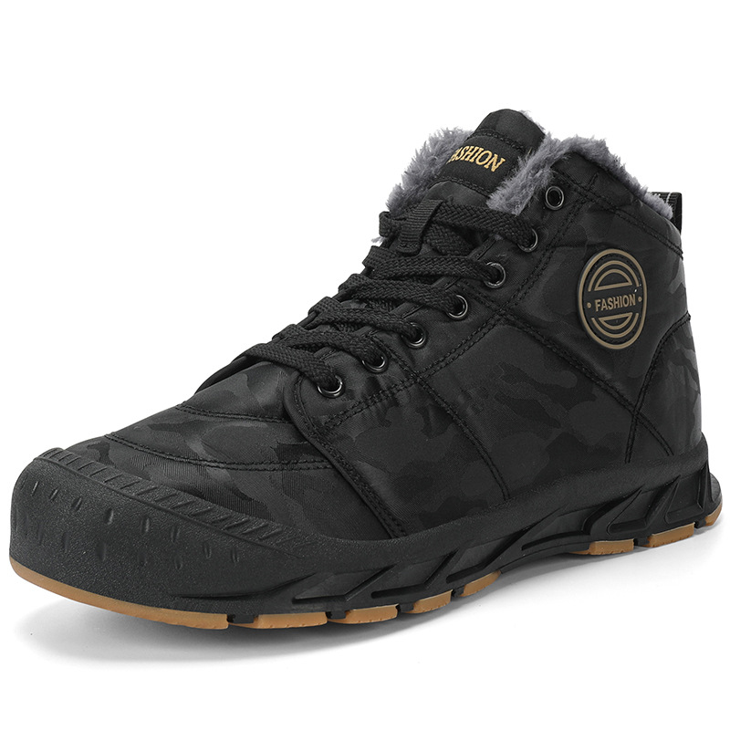 Foreign trade plus size winter fleece-lined hiking shoes men's cross-country outdoor sneaker snow boots travel hiking casual cotton shoes