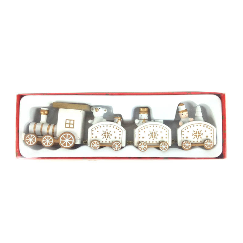 Picture of Strict selection of Christmas decorations Christmas wooden train children's kindergarten Christmas gift window ornaments