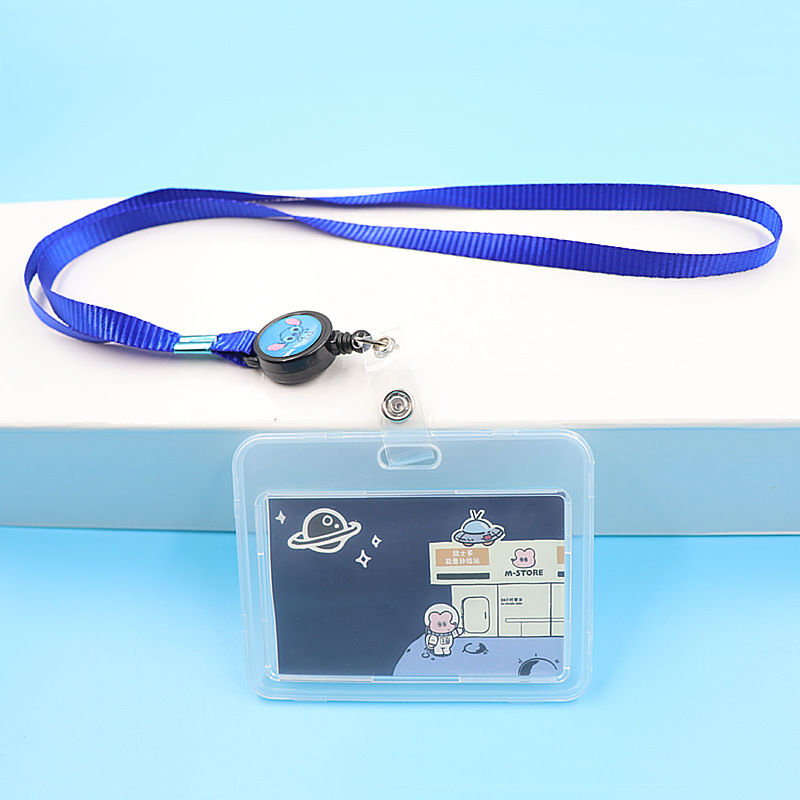 Picture of Campus student card holder retractable horizontal transparent card holder bus card holder ID card holder ID card holder lanyard