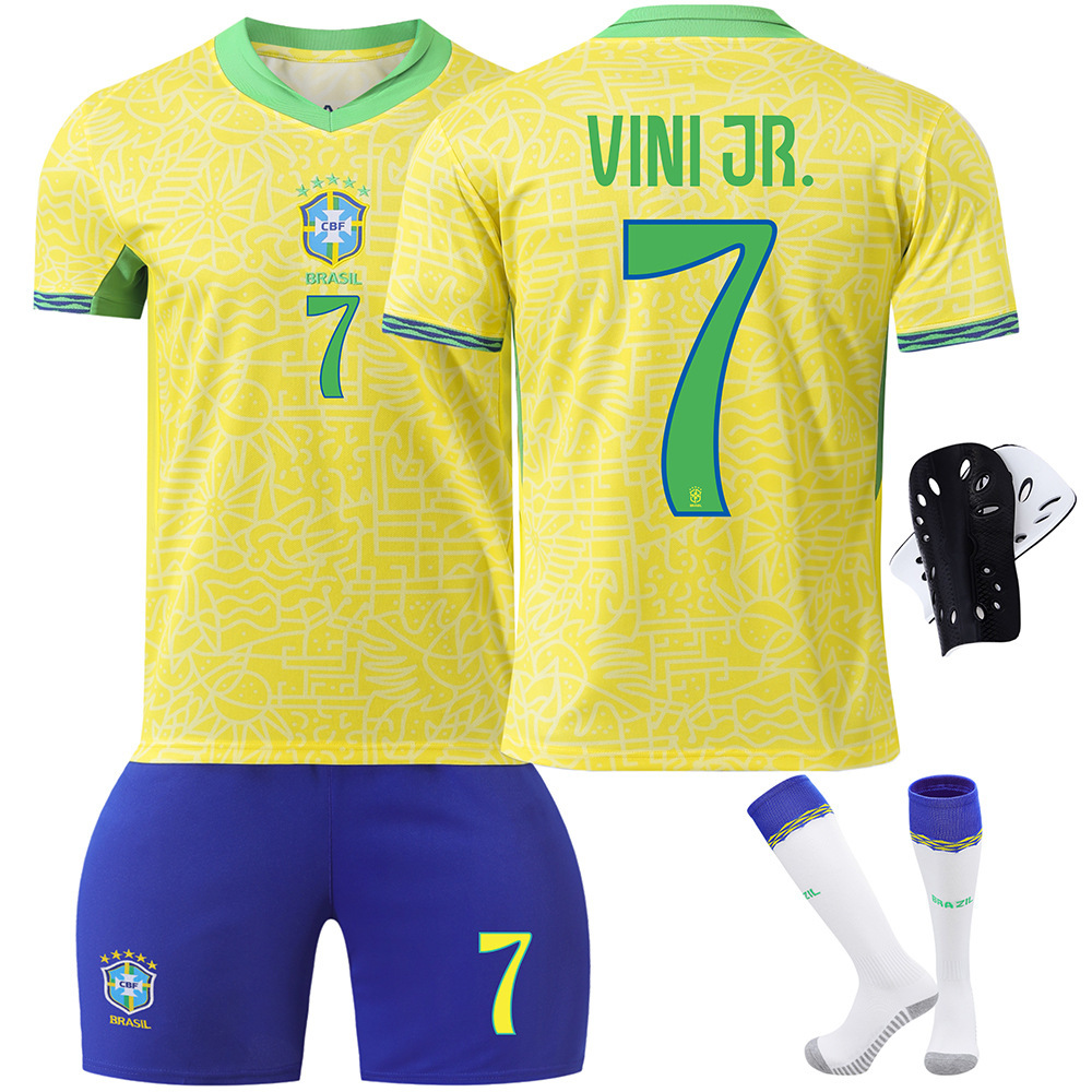 2425 Brazilian Football Uniform No. 10 Neymar 7 Winnie the Pooh 978 Adult and Kidsren Jersey Set Cross-Border