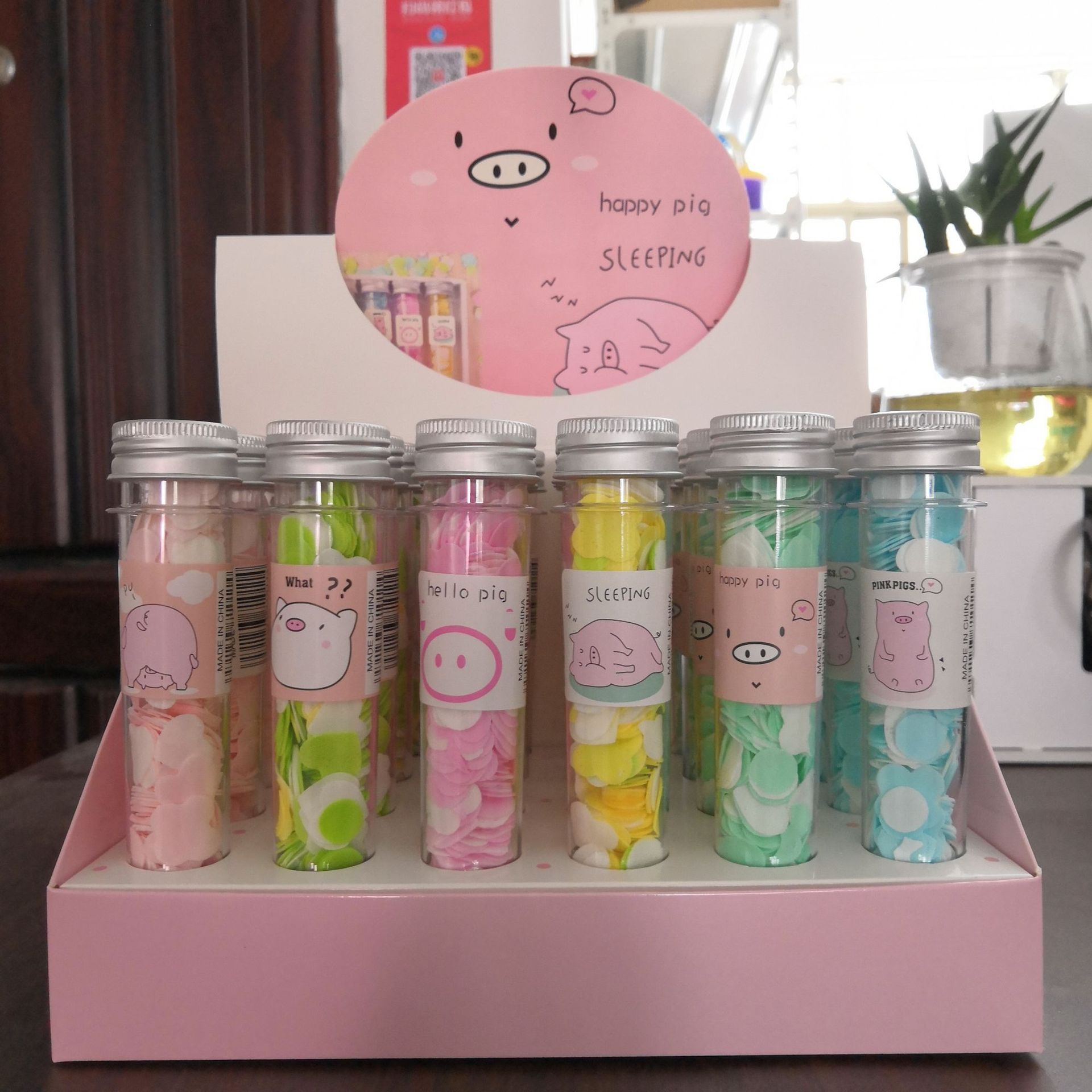 Picture of Outdoor portable hand washing travel disposable paper soap piece test tube soap Flower soap paper bottled Flower soap piece