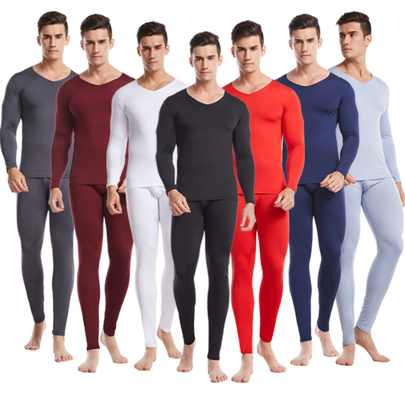 Picture of Nan Ren Shuai's New Men's V Neck Single-Sided Velvet Thermal Intimates Set with Brushed Seamless Autumn Clothes and Long Trousers Fleece-Lined