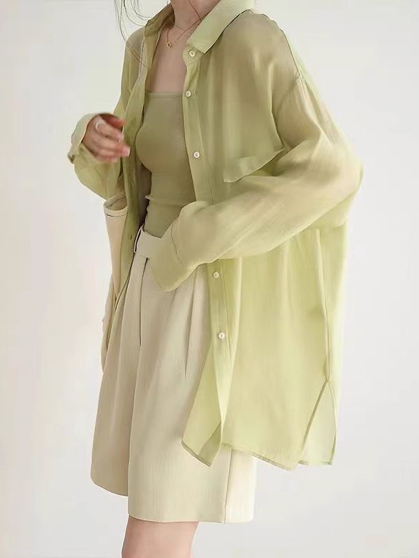 Picture of 2023 New Tencel Sunscreen Shirt Women's Summer Thin Long-sleeved Shirt Jacket Fashionable Design Niche Lazy Style
