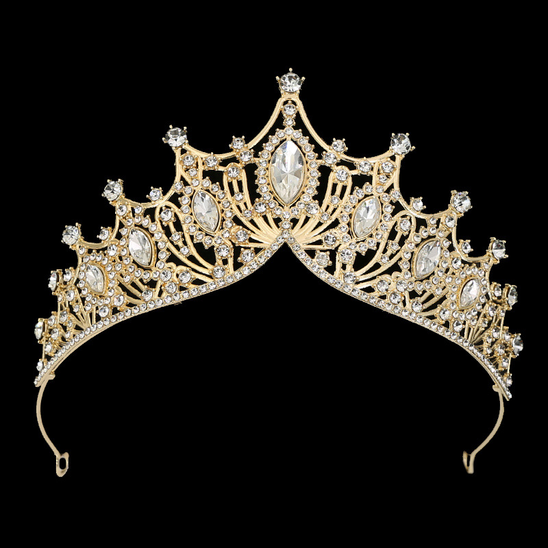 Picture of Cross-Border Bridal Crown Handmade Jewelry Rhinestone Tiara European and American Crown Children's Hair Accessories Adult Birthday Baking Dress