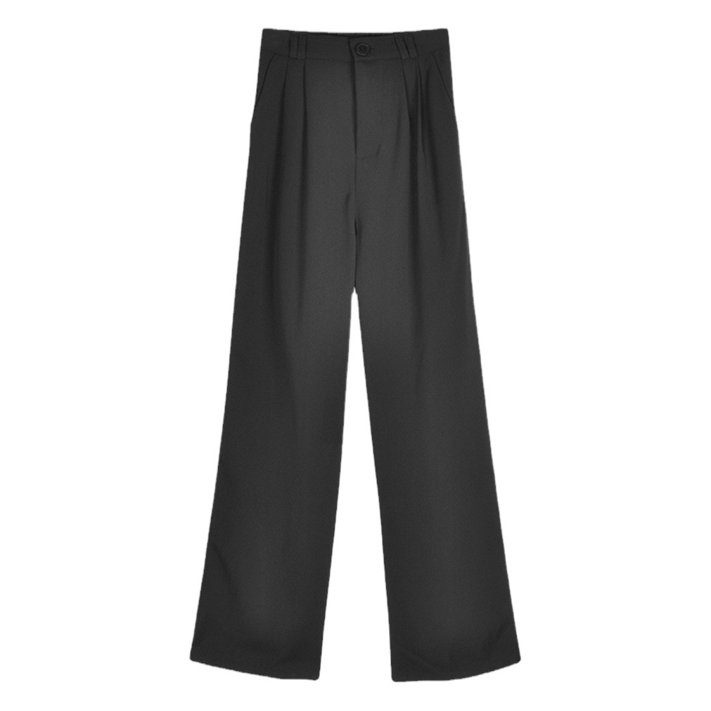 Summer Small Thin High Waist Dipped Trousers Women's Straight Leg Pants Wide Leg Suit Casual Pants to Cover Meat