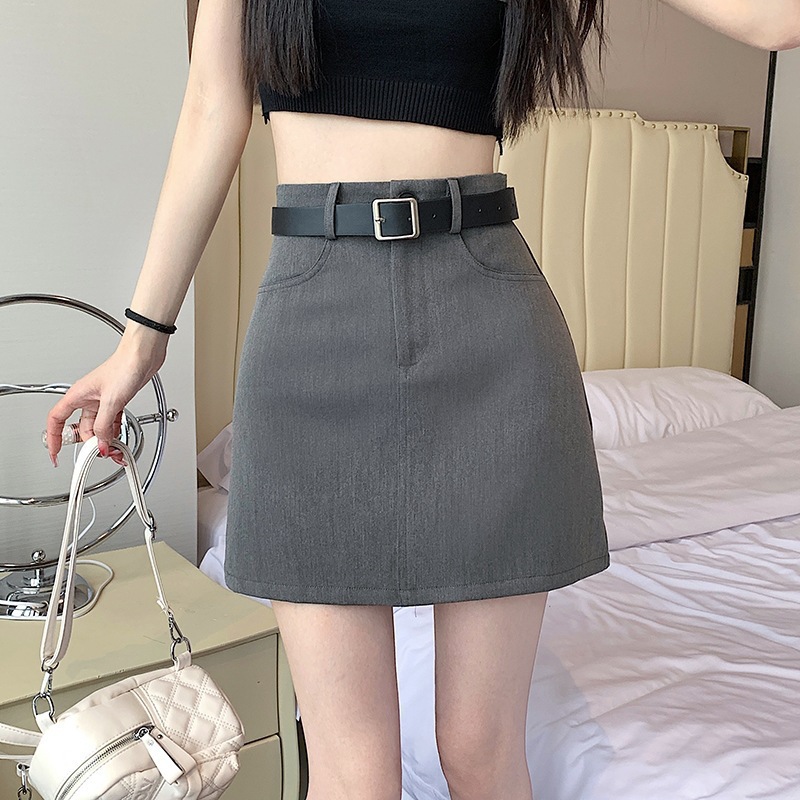Temperament A- line Skirt Suit Skirt College Split Niche Women's plus size chubby girl Anti-Photo Summer Hip Skirt