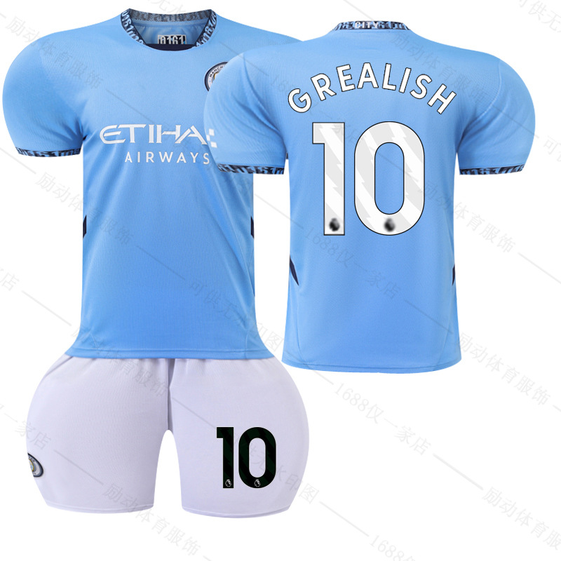 Picture of 2425 Manchester City Home New Football Suit No.9 Harland Jersey 17 De Braunay suit Foreign Trade Supply Factory