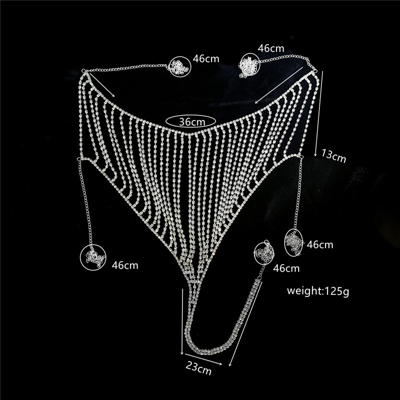 Picture of European and American cross-border jewelry shiny rhinestone bikini body chain suit tassel sexy chest chain shorts female chain