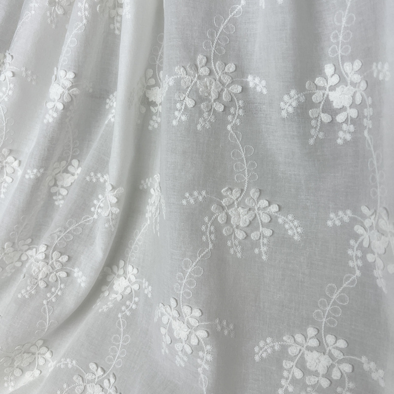 Cotton Three-dimensional Embroidery Women's Clothing Accessories Tablecloth Embroidered Fabric White Stage Wedding Curtain Table Tablecloth