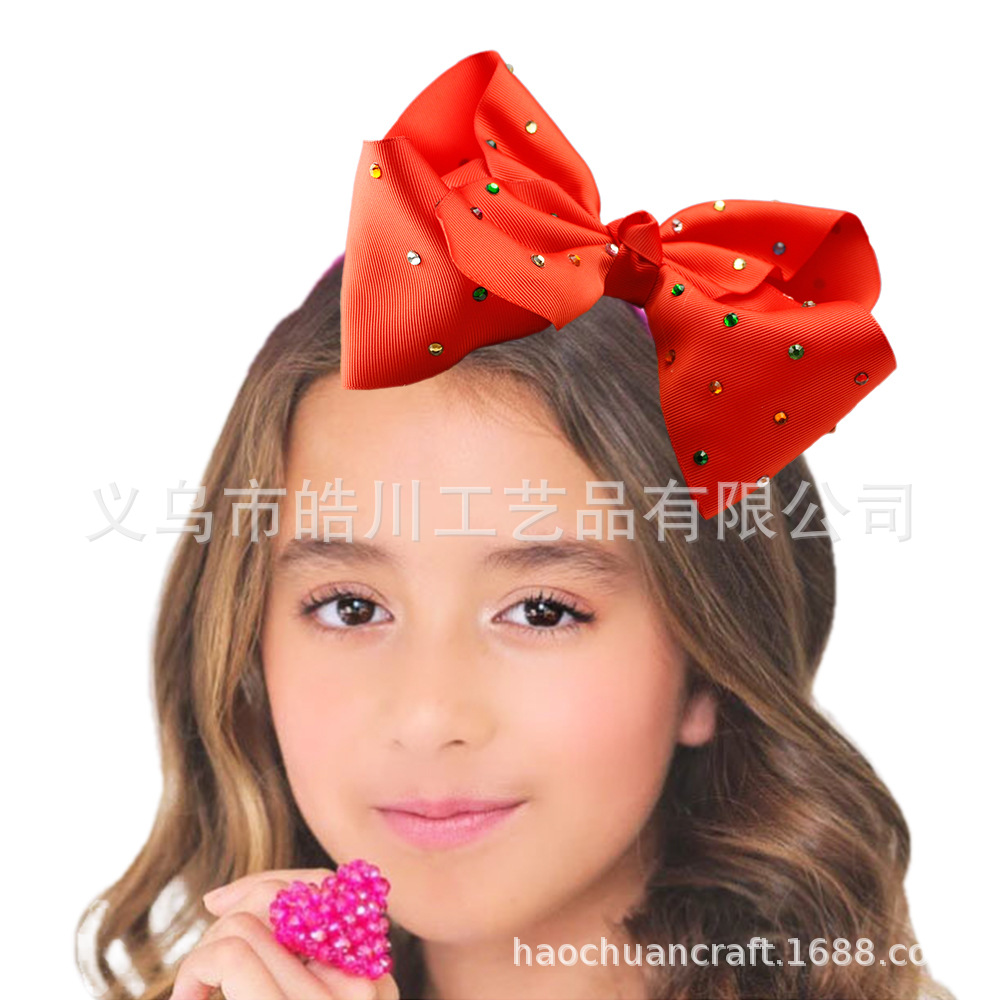 Haochuan 467 candy color European and American fashion girl hairpin 8inch hot colored diamond webbing children's hair accessories manufacturers wholesale