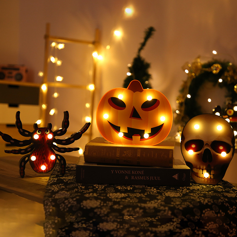 New cross-border spot Halloween styling lights Spider bat pumpkin decorative lights ghost festival led night light string