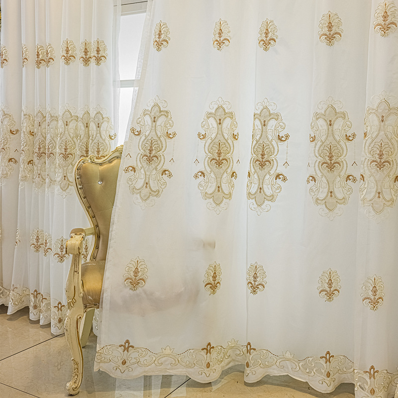 Picture of Jane European Embroidered Double-layer Gauze Integrated Finished Product Light-transmitting and Opaque Curtains Living Room Bedroom Balcony Sun Protection Gauze Curtains