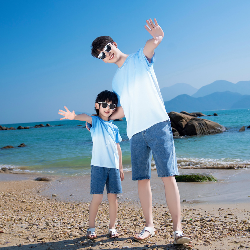 Picture of New Parent-child Dress Sanya Beach Seaside Travel Vacation Dress Gradient Bohemian Mother and Daughter Sling dress