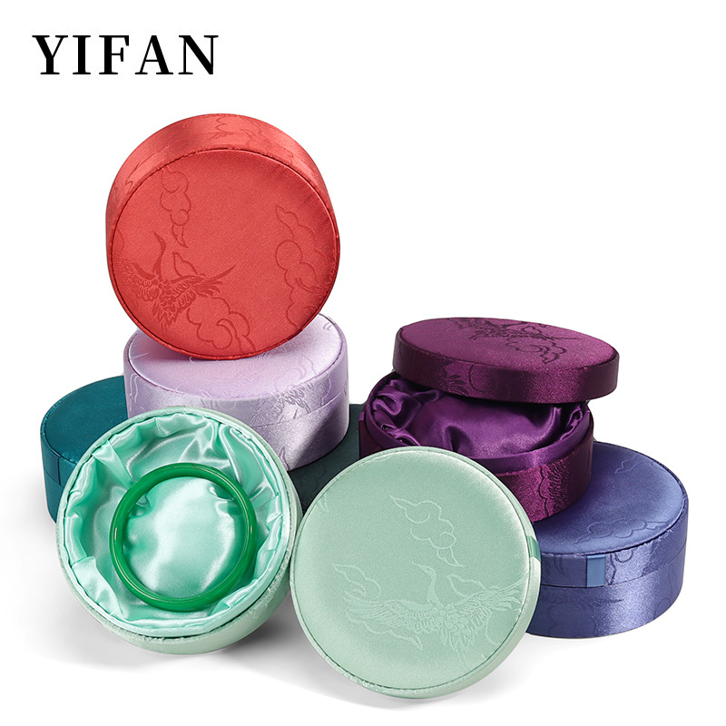 Classical Tiandi Cover Round Box Anti-Embroidery Jewelry Handstring Box Jewelry Bracelet Storage Box Xiangyun Crane Packaging Box