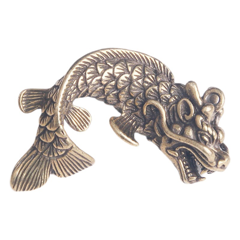 Pure brass old fish Dragon creative key chain pendant carp leap dragon door Annual more than small copper pendant wholesale